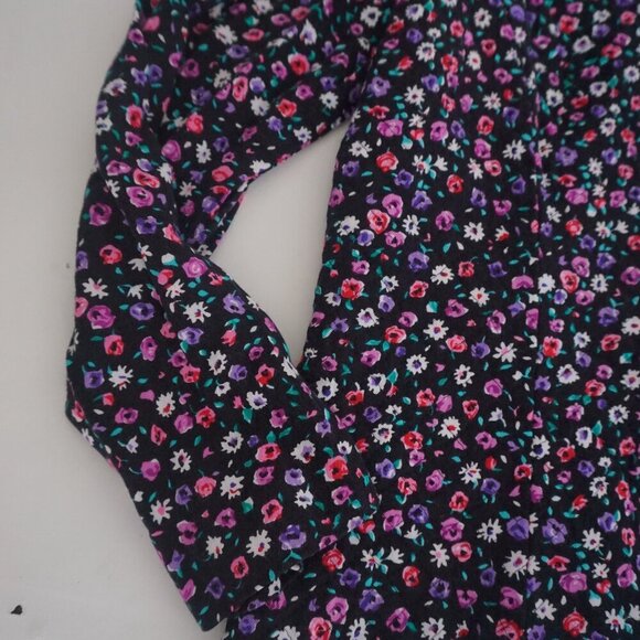 Vintage Leslie Faye Black w Pink Purple Floral Button Crop Blazer 18/ M - Picture 9 of 11